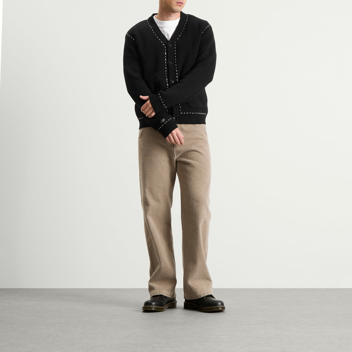 Percival Men's Module Boxy Cardigan in Black