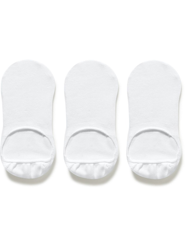 Photo: NN07 - Three-Pack Cotton-Blend No-Show Socks - White