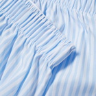 Sunspel Men's Woven Boxer Short in White/Blue Bar Stripe