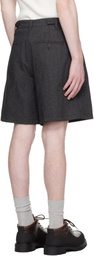 COOR Gray Two Tuck Linen Shorts
