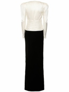 ALESSANDRA RICH Velvet & Silk Satin Long Dress