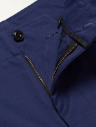 Nicholas Daley - Straight-Leg Pleated Jacquard-Trimmed Cotton-Twill Trousers - Blue