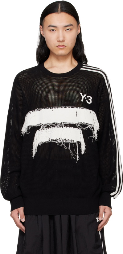Photo: Y-3 Black Graphic Knit Crew Sweater