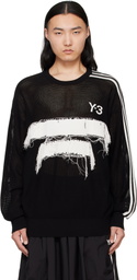 Y-3 Black Graphic Knit Crew Sweater