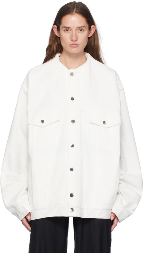 Photo: MARIE ADAM-LEENAERDT White Inserted Collar Denim Jacket