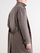 Kiton - Herringbone Cashmere and Wool-Blend Coat - Brown