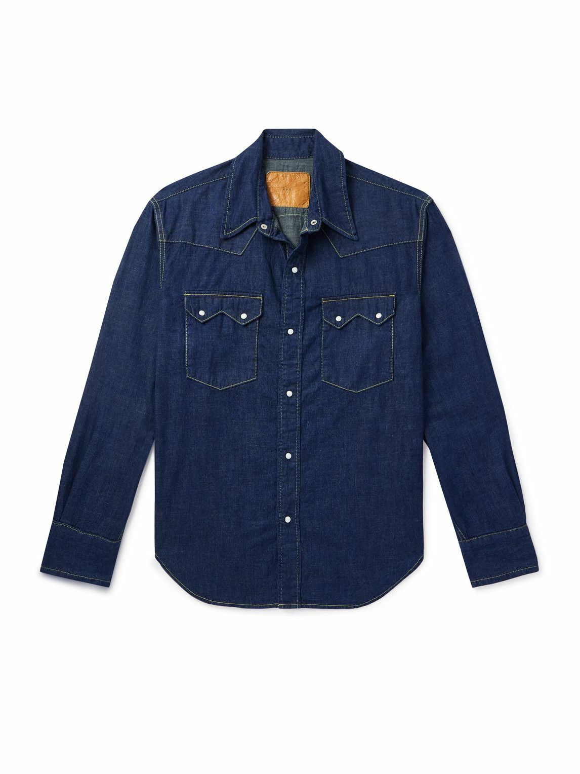 REMI RELIEF - Embellished Denim Western Shirt - Blue Remi Relief