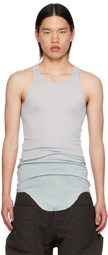 Rick Owens Blue Porterville Basic Rib Tank Top