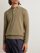 Beams Plus - Knitted Polo Shirt - Green