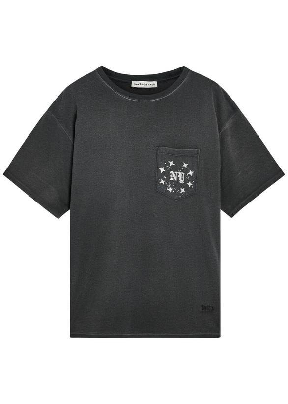 Photo: Duke And Dexter Pocket Washed Printed Cotton T-shirt Black