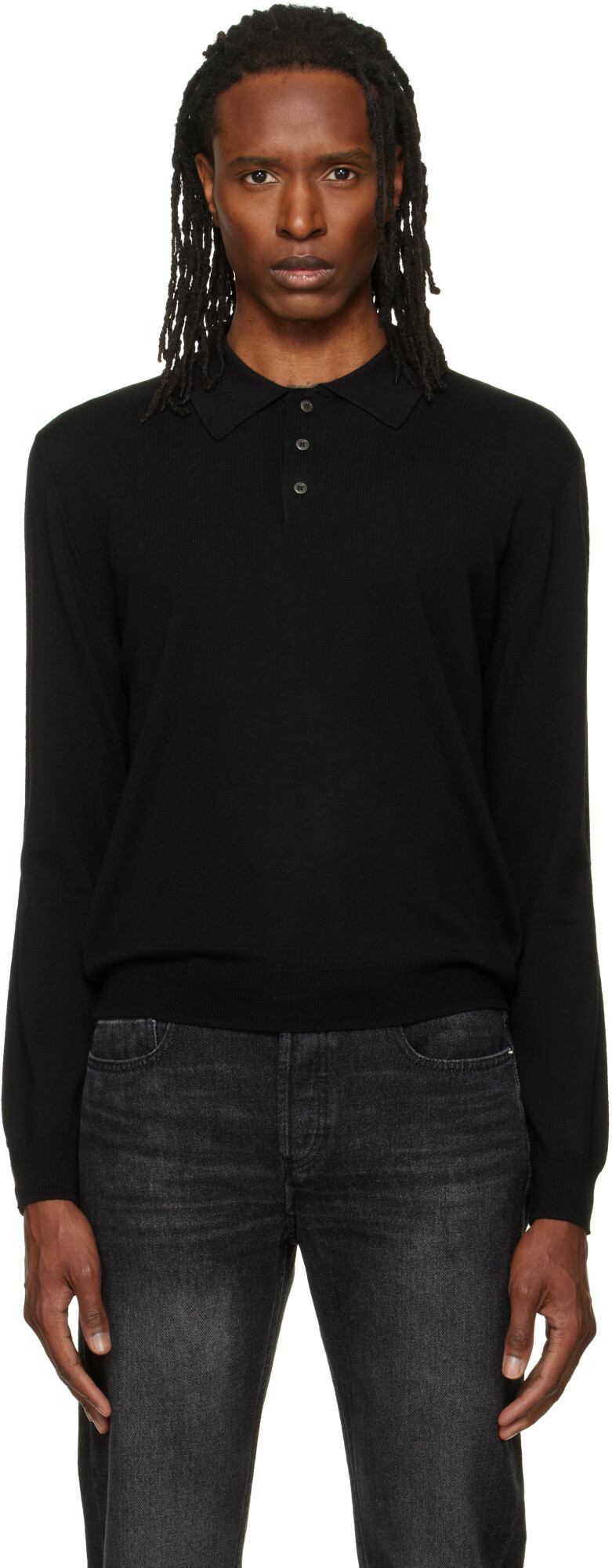 A.P.C. Black Wool Polo
