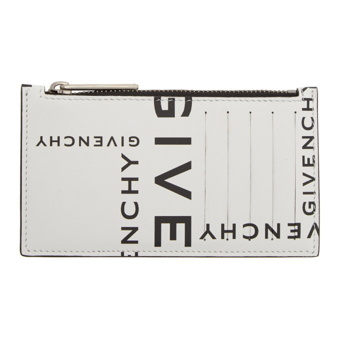 Photo: Givenchy Black and White Logotype Zip Card Holder