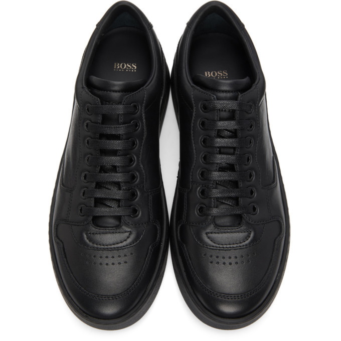Hugo Boss Mens Black Sporty Leather Sneakers Casual Trainers, US 10, 7512-6  | eBay