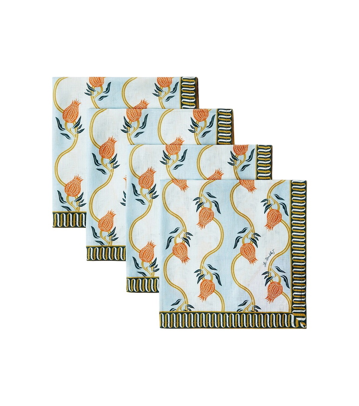 Photo: La DoubleJ Melograno Large set of 4 floral linen napkins
