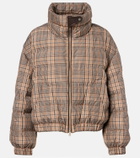 Brunello Cucinelli Checked leather-trimmed down jacket