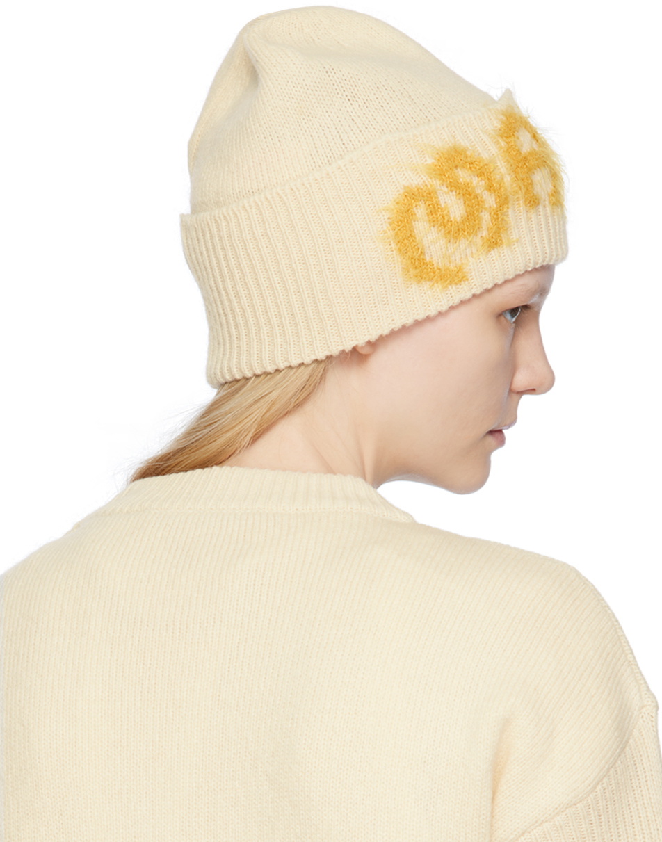 Marni Off-White Intarsia Beanie
