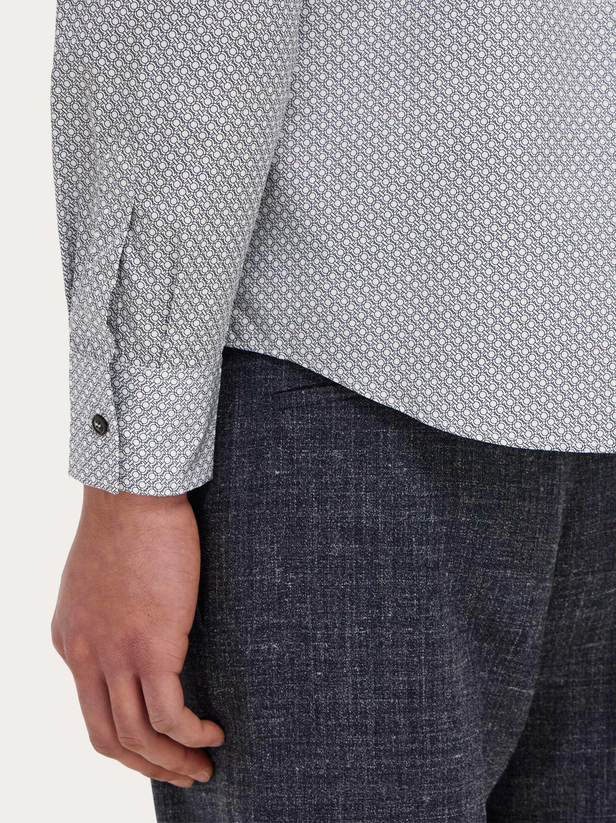 Ferragamo Mens Micro-patterned shirt in White