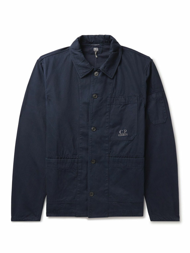Photo: C.P. Company - Slim-Fit Logo-Embroidered Garment-Dyed Cotton-Twill Overshirt - Blue