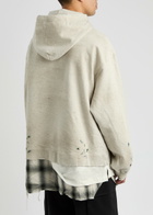Maison mihara yasuhiro Distressed Layered-effect Hooded Cotton Sweatshirt White