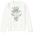 Casablanca Men's Casa Way Embroidered Crew Sweat in Off White