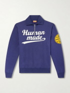 Human Made - Logo-Print Cotton-Jersey Zip-Up Sweatshirt - Blue