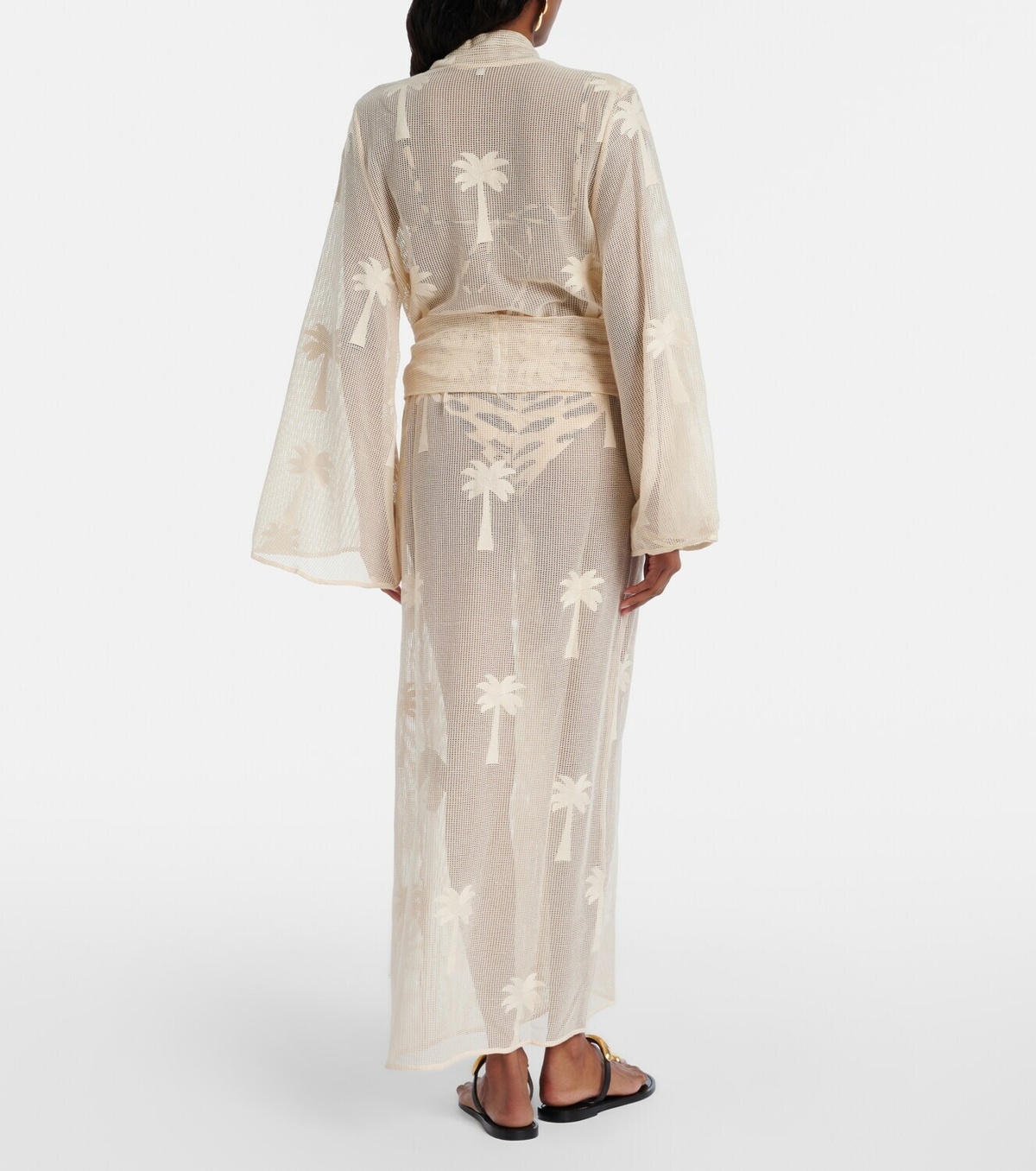 Johanna Ortiz Belted embroidered cotton mesh kaftan