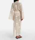 Johanna Ortiz Belted embroidered cotton mesh kaftan