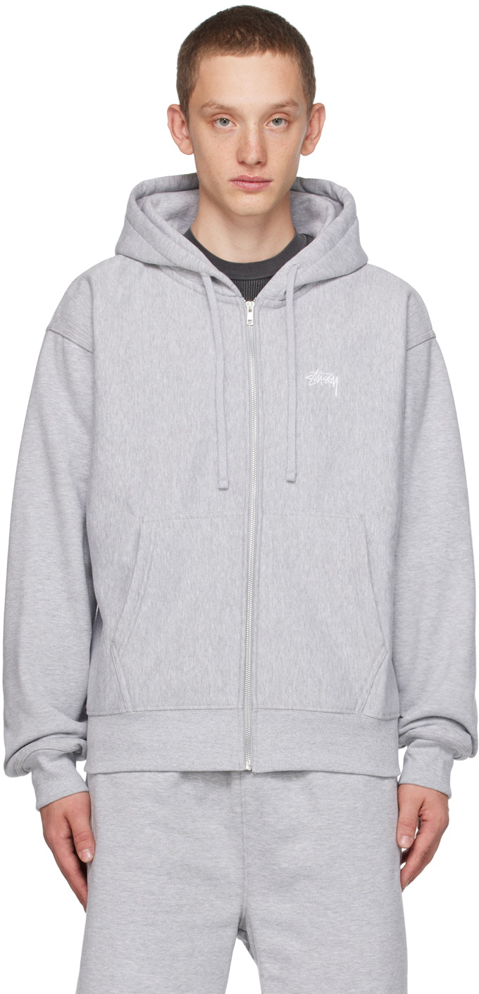 Stüssy Gray Embroidered Hoodie Stussy
