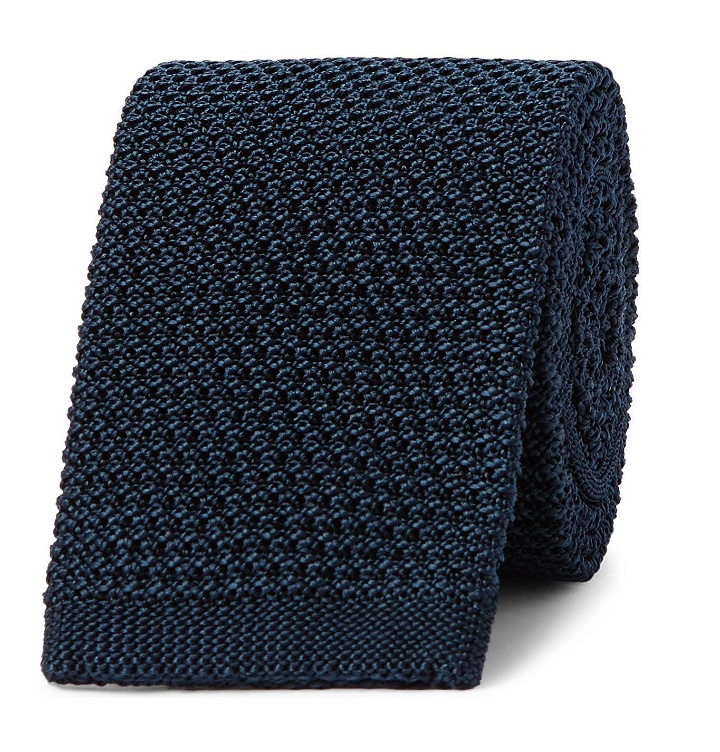 Photo: Boglioli - 6cm Knitted Silk Tie - Blue