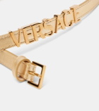 Versace Logo metallic leather belt