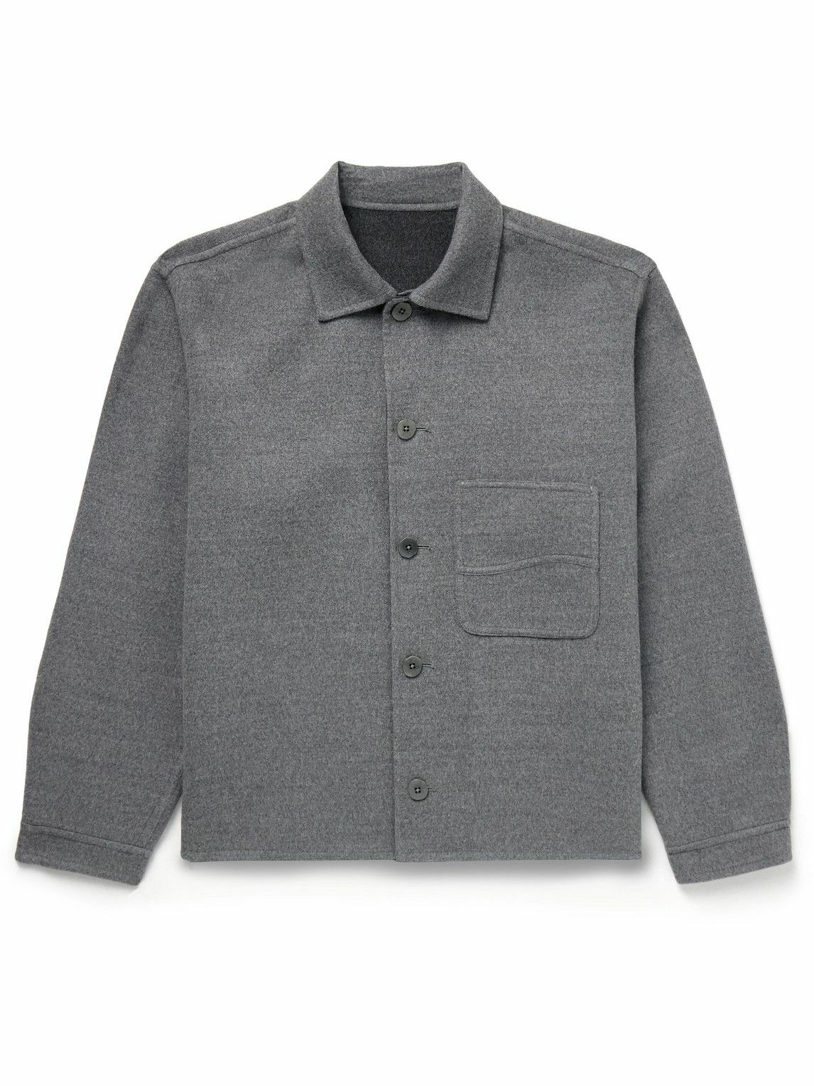 Stòffa - Wave Brushed Double-Faced Merino Wool Overshirt - Gray