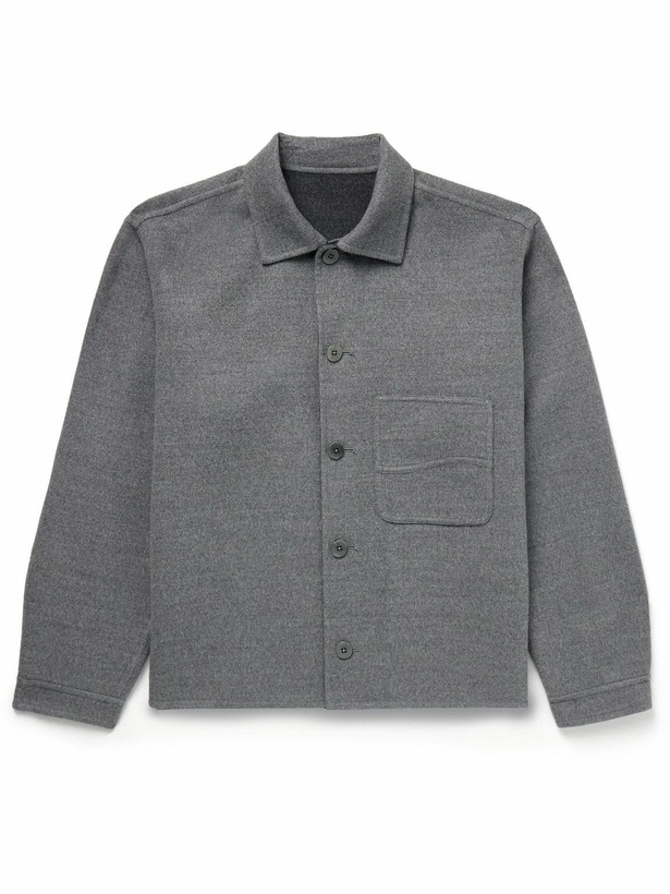 Photo: Stòffa - Wave Brushed Double-Faced Merino Wool Overshirt - Gray