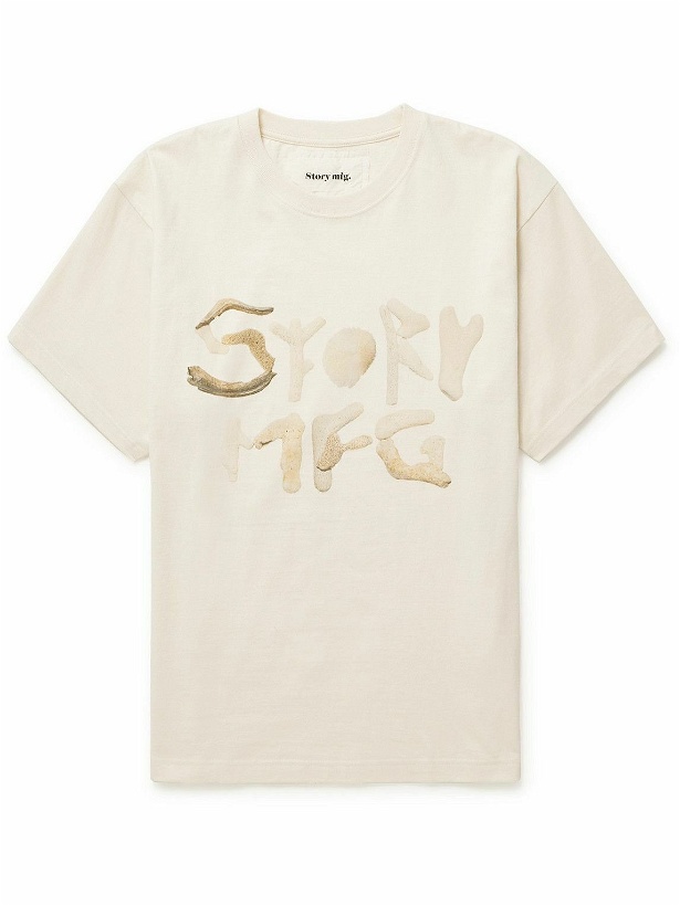 Photo: Story Mfg. - Grateful Logo-Print Organic Cotton-Jersey T-Shirt - Neutrals