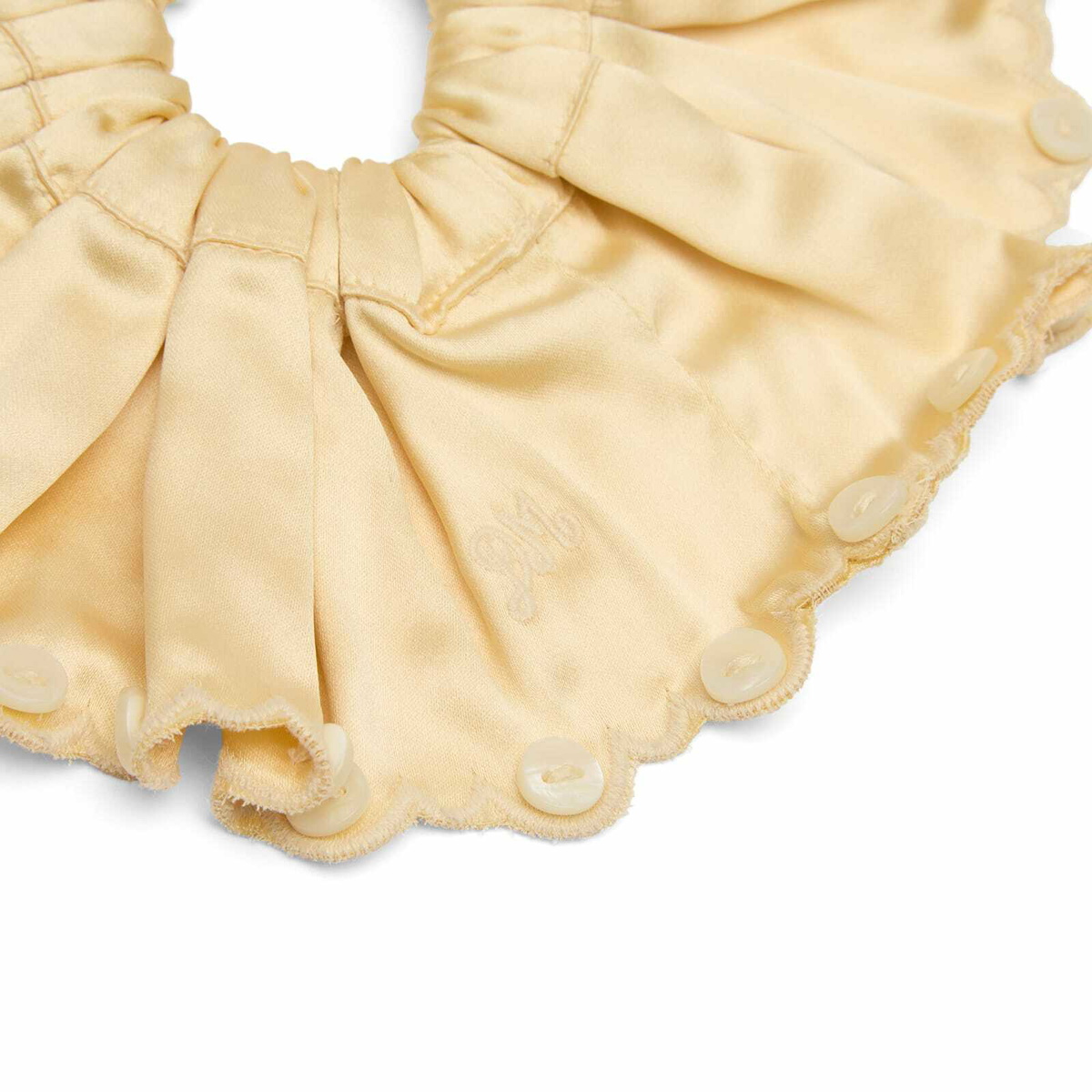 Damson Madder Women's Button Detail Satin Scrunchie in Yellow 