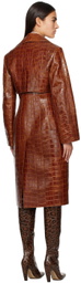 Bottega Veneta Tan Croc-Embossed Leather Coat
