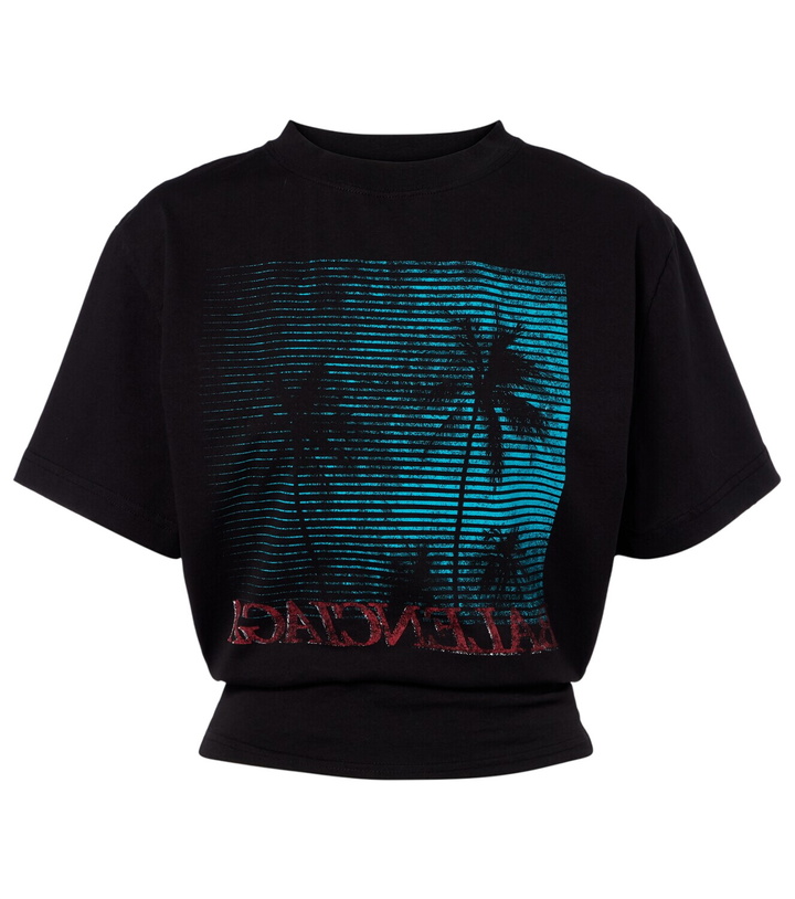 Photo: Balenciaga Logo cropped cotton jersey T-shirt