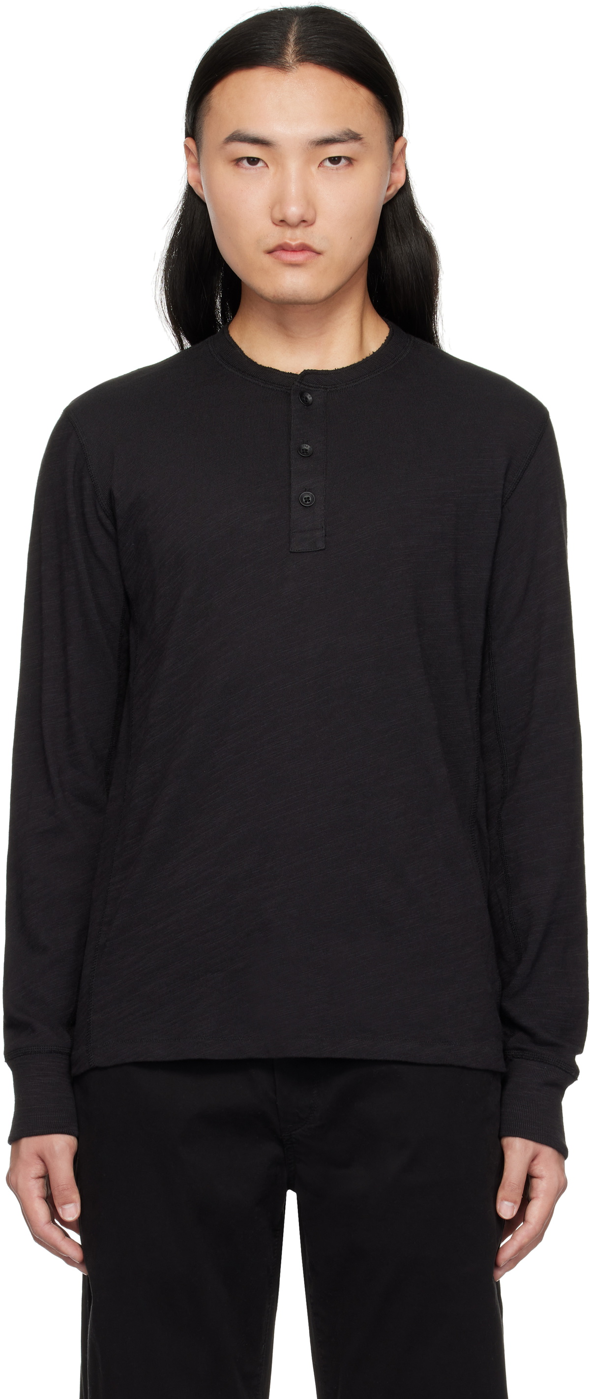 rag & bone Black Classic Flame Henley