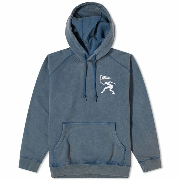 Photo: By Parra Men's Neurotic Mini Flag Hoodie in Washed Blue