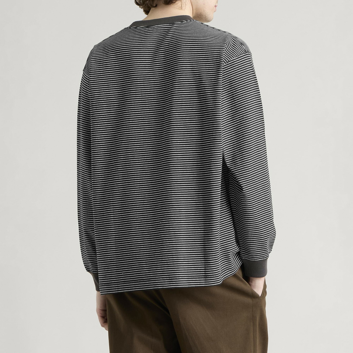 Danton Men's Long Sleeve Stripe T-Shirt in Black/White Stripe