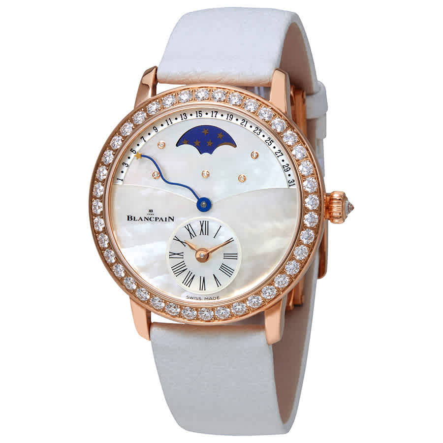 Blancpain Retrograde Calendar Moonphase Automatic 18 Carat Rose Gold Diamond Ladies Watch 3653-2954-58B