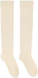 Rick Owens Off-White Cotton Knee-High Socks