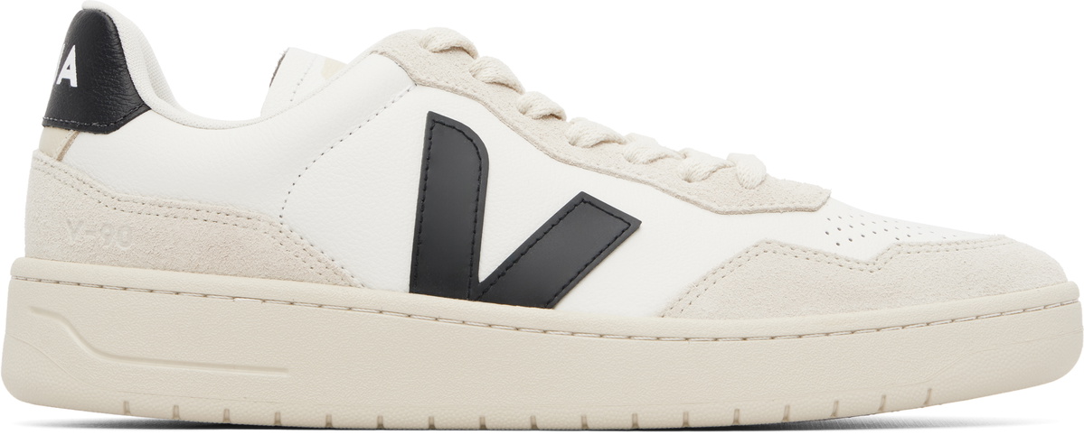 VEJA Off-White V-90 Leather Sneakers