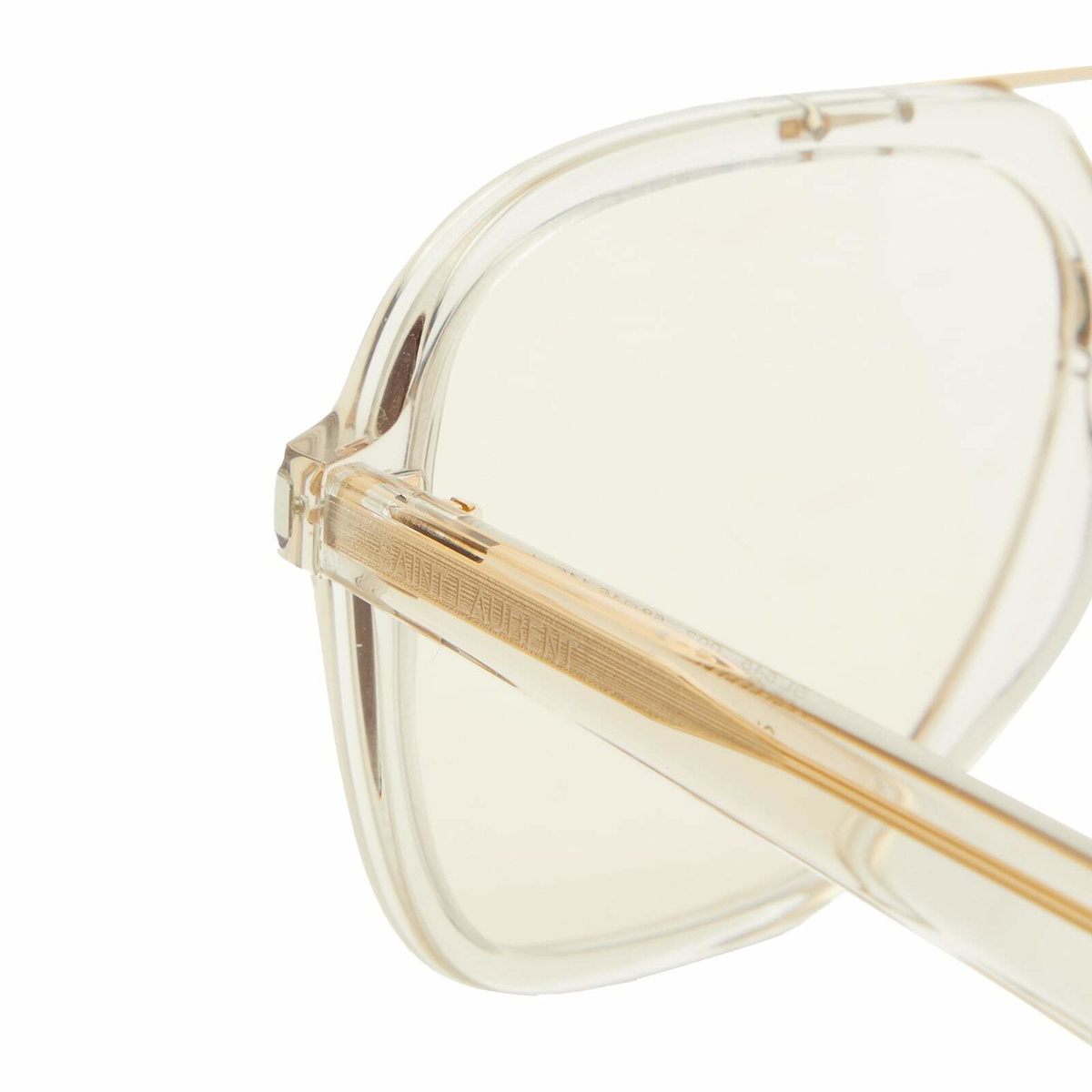 小物 SL 545 TRANSPARENT CREAM AND LIGHT GOLD SAINT LAURENT Acetate Geometric Aviator Sunglasses SL 545