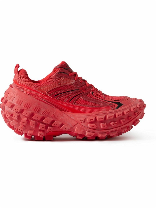 Photo: Balenciaga - Defender Mesh and Rubber Sneakers - Red