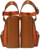 Santoni Tan Platform Heeled Sandals