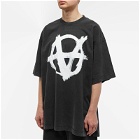 Vetements Men's Reverse Anarchy Logo T-Shirt in Washed Black/White