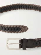 Brunello Cucinelli - 3cm Leather-Trimmed Braided Cotton and Linen-Blend Belt - Brown
