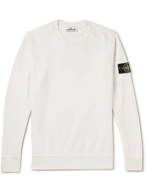 Photo: Stone Island - Logo-Appliquéd Cotton-Jersey Sweatshirt - Neutrals