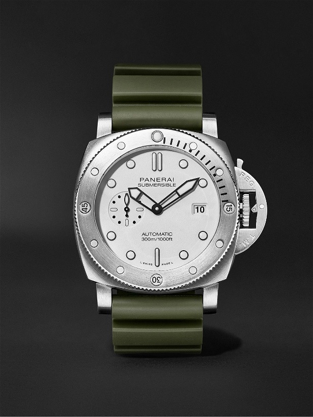 Photo: Panerai - Submersible QuarantaQuattro Automatic 44mm Brushed Stainless Steel and Rubber Watch, Ref. No. PAM01226