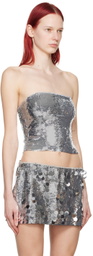 GUIZIO Silver Sequinned Tube Top